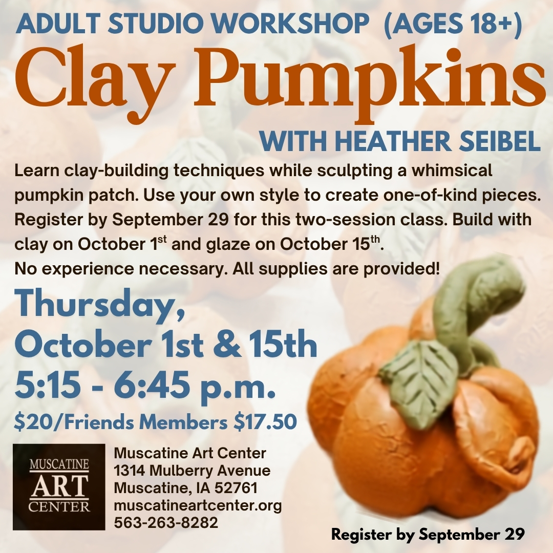 Adult Studio: Clay Pumpkins with Heather Seibel - October 1 & October 15 Image