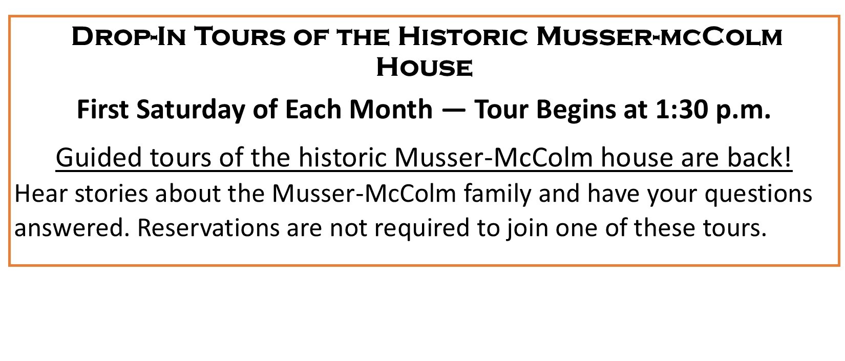 Drop-In Tour of the Historic Musser-McColm Home Image