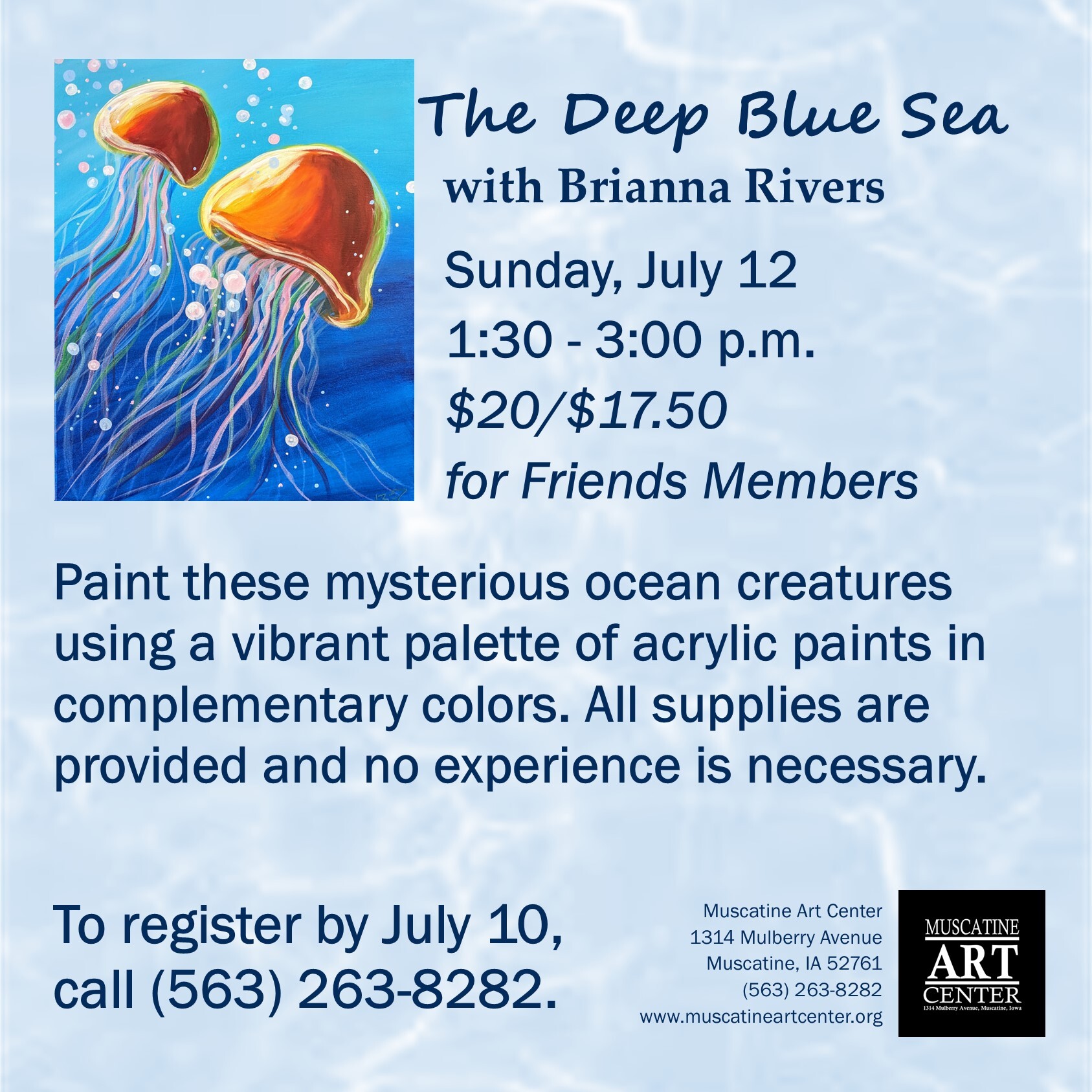 Adult Studio: The Deep Blue Sea with Brianna Rivers - Sunday, July 12, 2026 Image