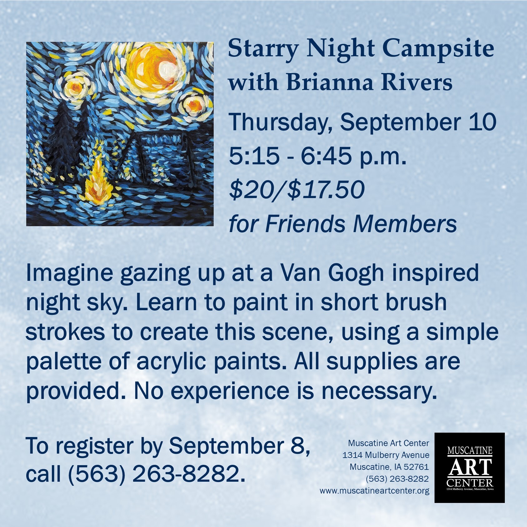 Adult Studio: Starry Night Campsite with Brianna Rivers, Thursday, September 10, 2026 Image