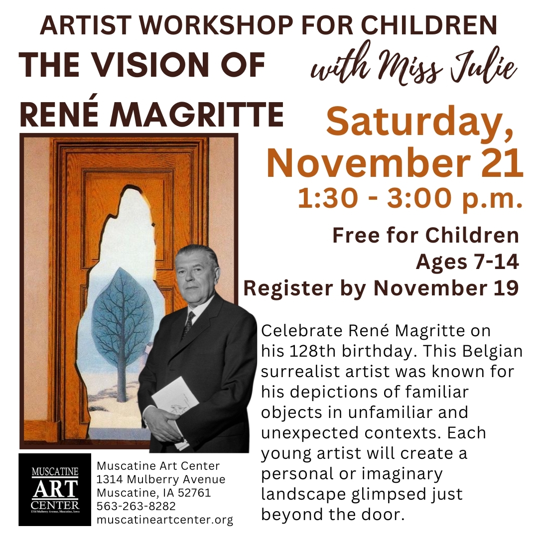 FREE Artist Workshops for Children with Miss Julie - The Vision of René Magritte - Saturday, November 21, 2026 Image