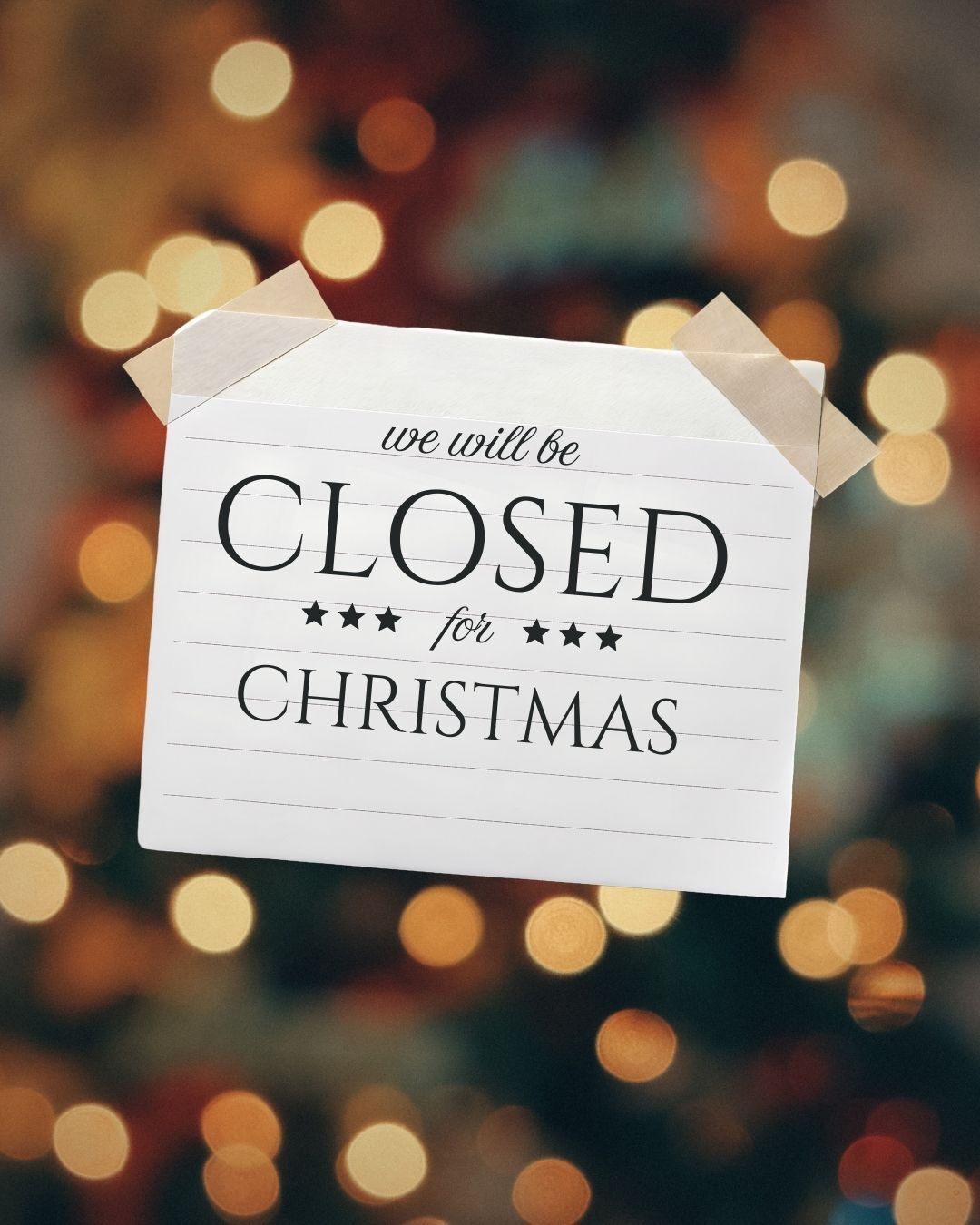Closed for Christmas December 24 & 25 Image