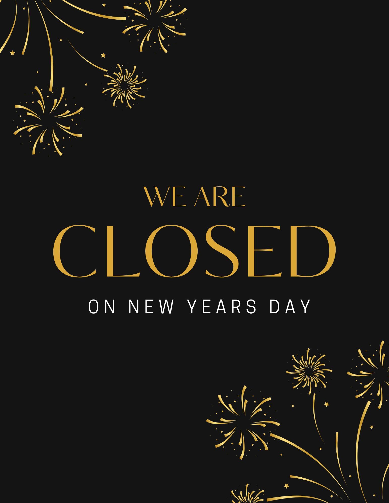 Closing for New Year's December 31 at 2:00 pm & Closed January 1 Image