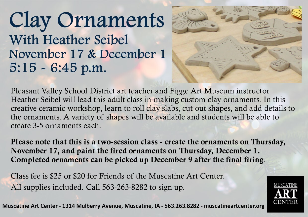 Clay Ornaments with Heather Seibel - November 17 & December 1 Image