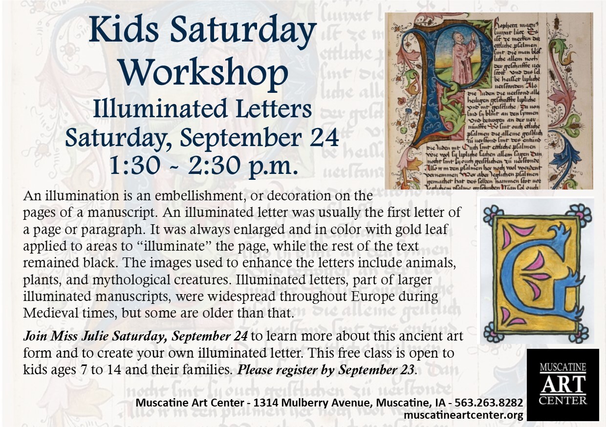 Kids' Saturday Workshop - Illuminated Letters- September 24 Image