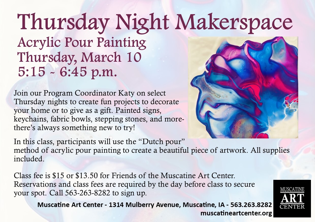 Thursday Night Makerspace - Acrylic Pour Painting - March 10 Image