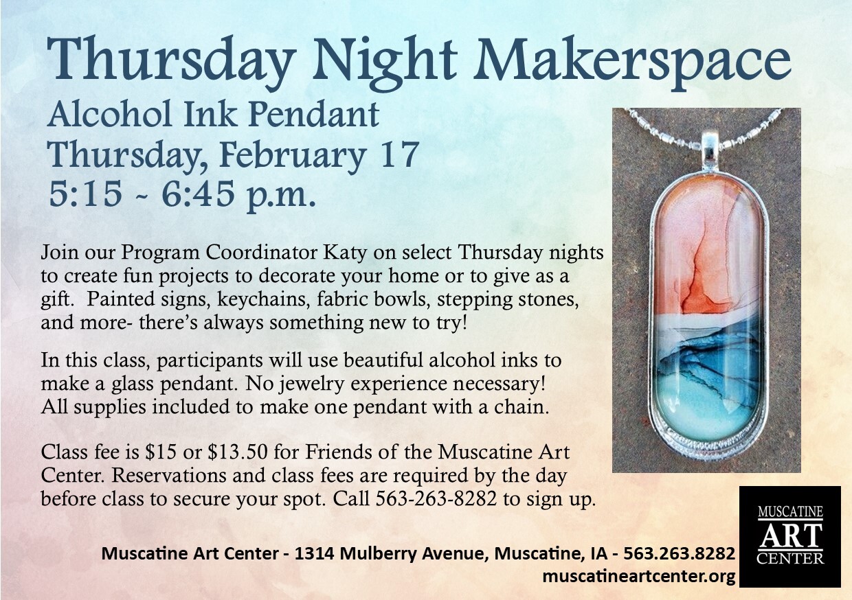 Thursday Night Makerspace - Alcohol Ink Pendant - February 17 Image