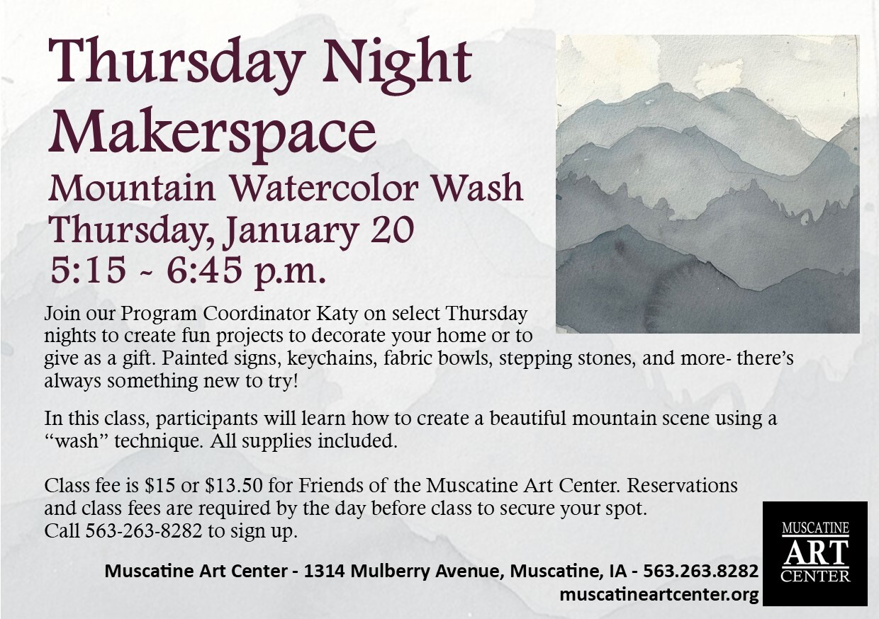 Thursday Night Makerspace - Mountain Watercolor Wash - January 20 Image