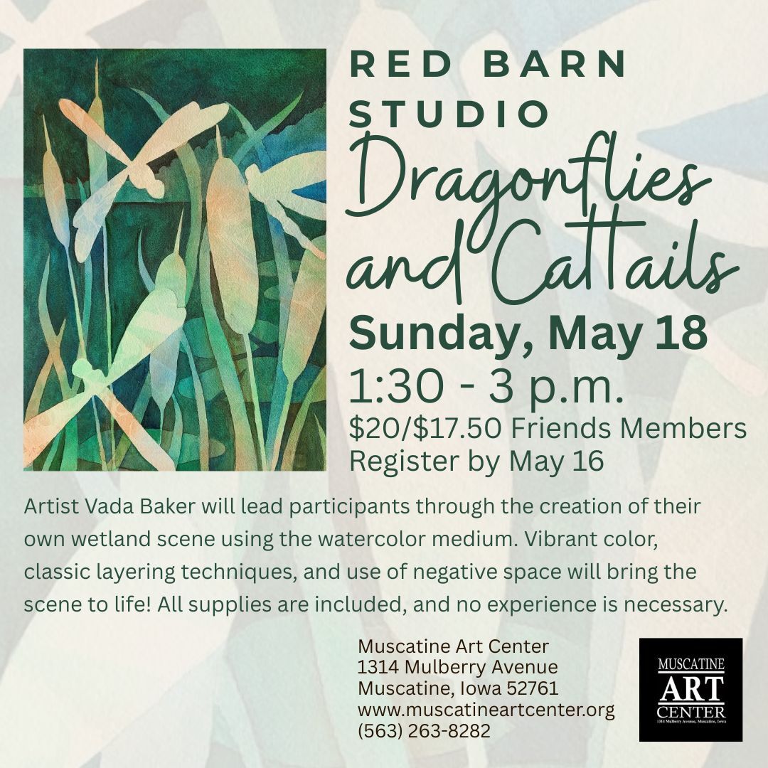 Red Barn Studio - Dragonflies and Cattails - May 18 Image