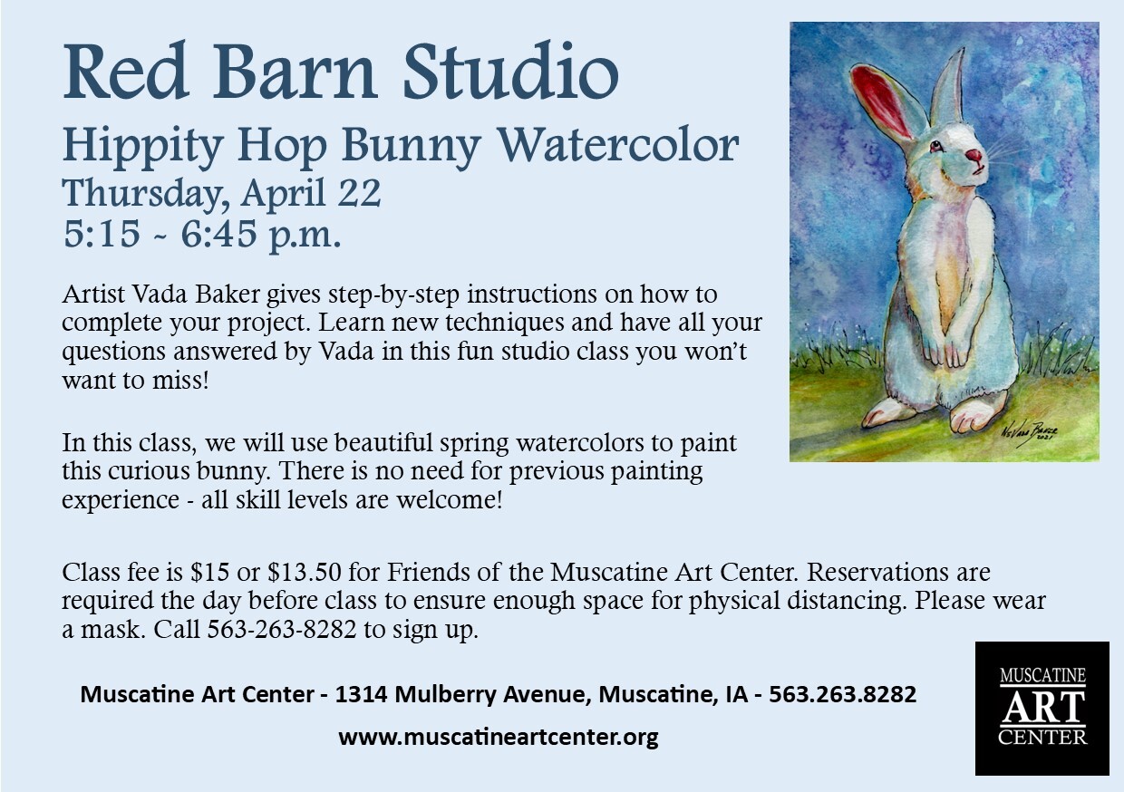 Red Barn Studio with Vada Baker- Hippity Hop Bunny Watercolor Image