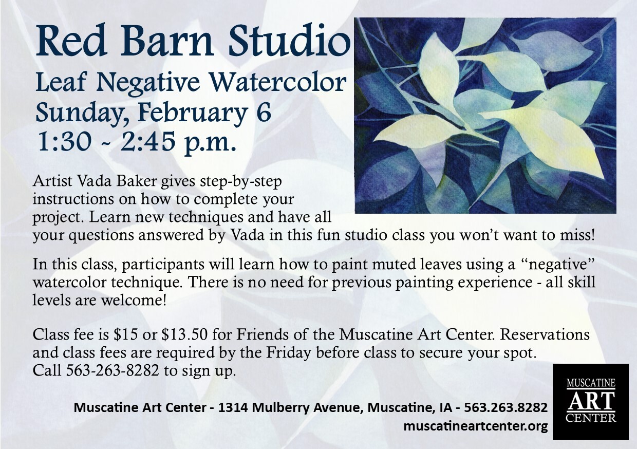 Red Barn Studio with Vada Baker - Leaf Negative Watercolor - February 6 Image