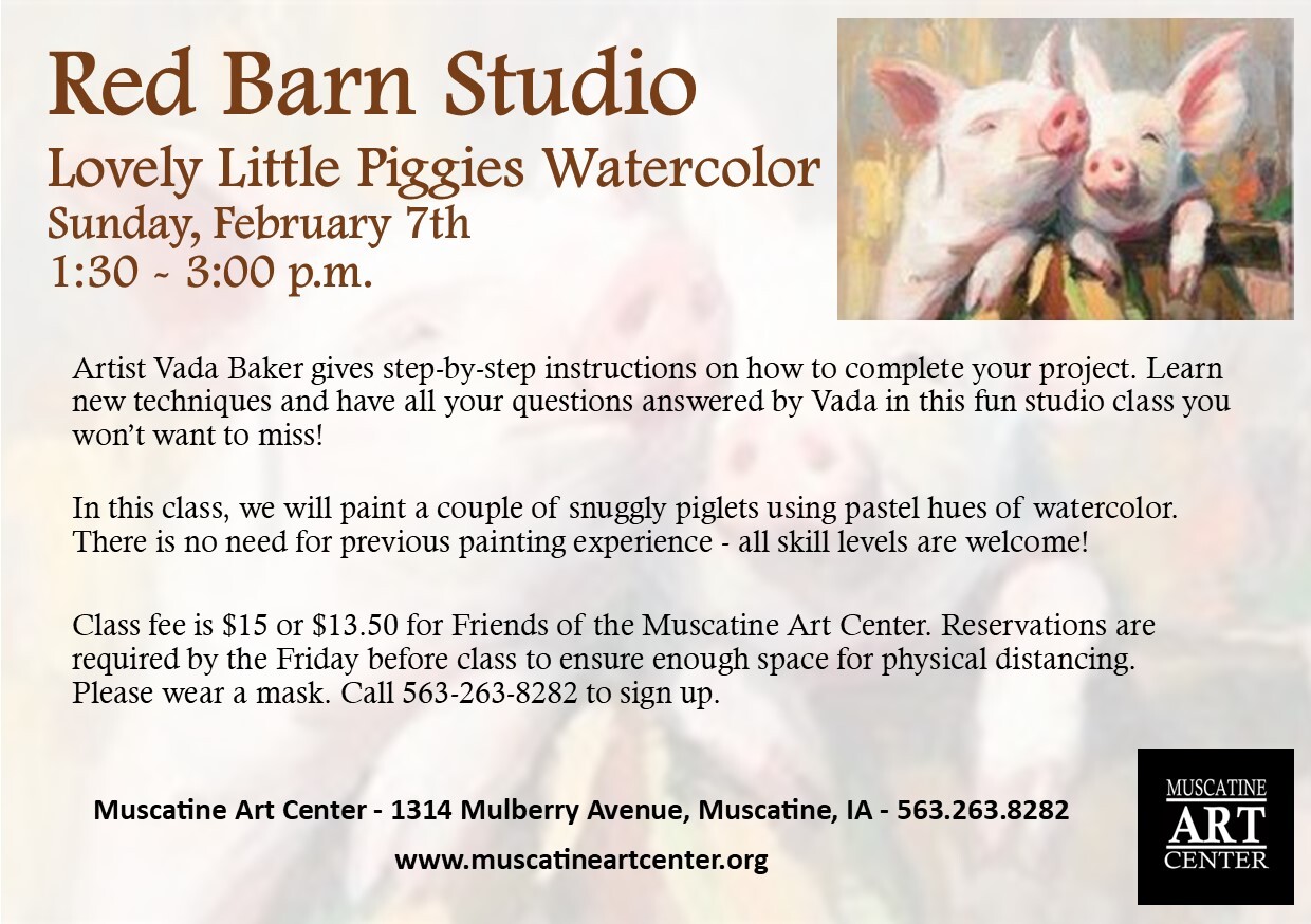 Red Barn Studio with Vada Baker- Lovely Little Piggies Watercolor February 7 Image
