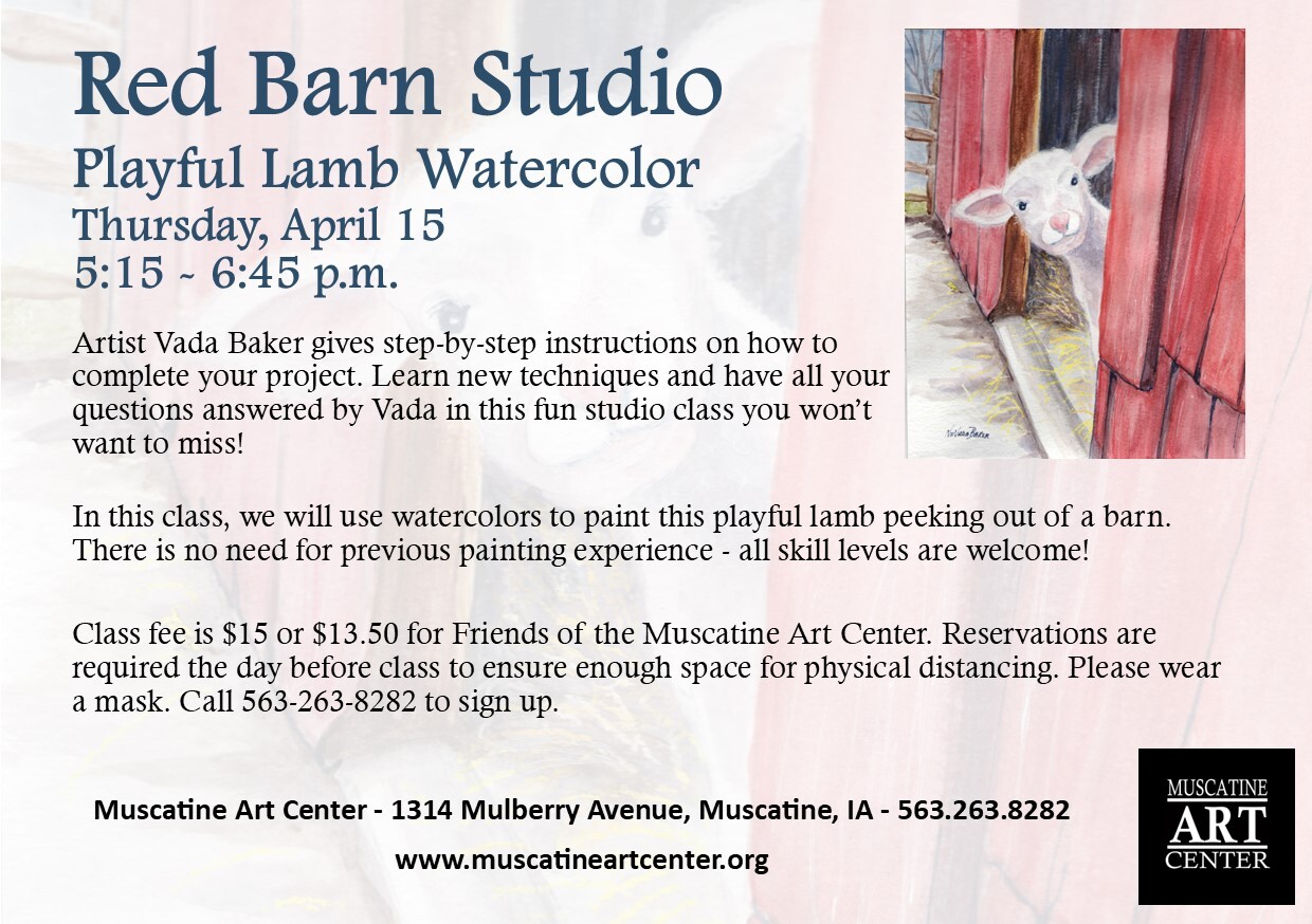 Red Barn Studio with Vada Baker- Playful Lamb Watercolor Image