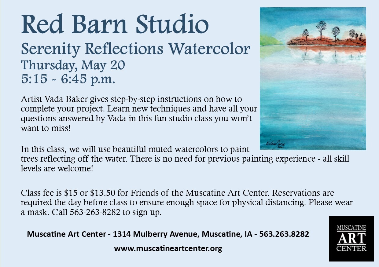 Red Barn Studio with Vada Baker- Serenity Reflections Watercolor Image