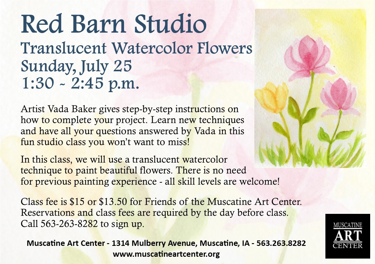 Red Barn Studio with Vada Baker - Translucent Watercolor Flowers, July 25 Image