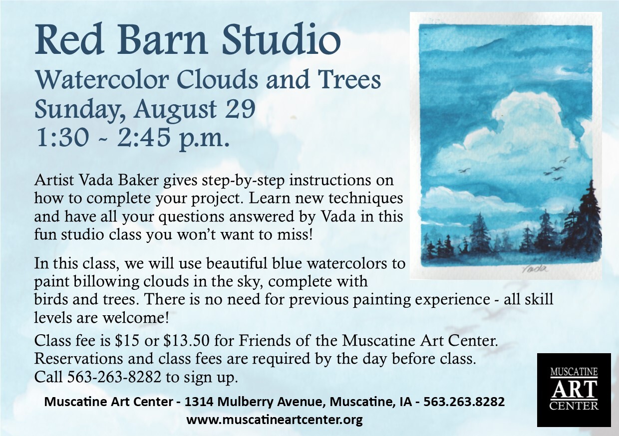 Red Barn Studio with Vada Baker - Watercolor Clouds with Sky, Birds, and Trees, August 29 Image