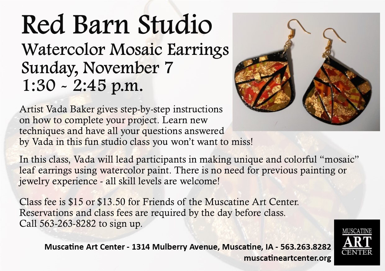 Red Barn Studio with Vada Baker - Watercolor Mosaic Leaf Earrings November 7 Image
