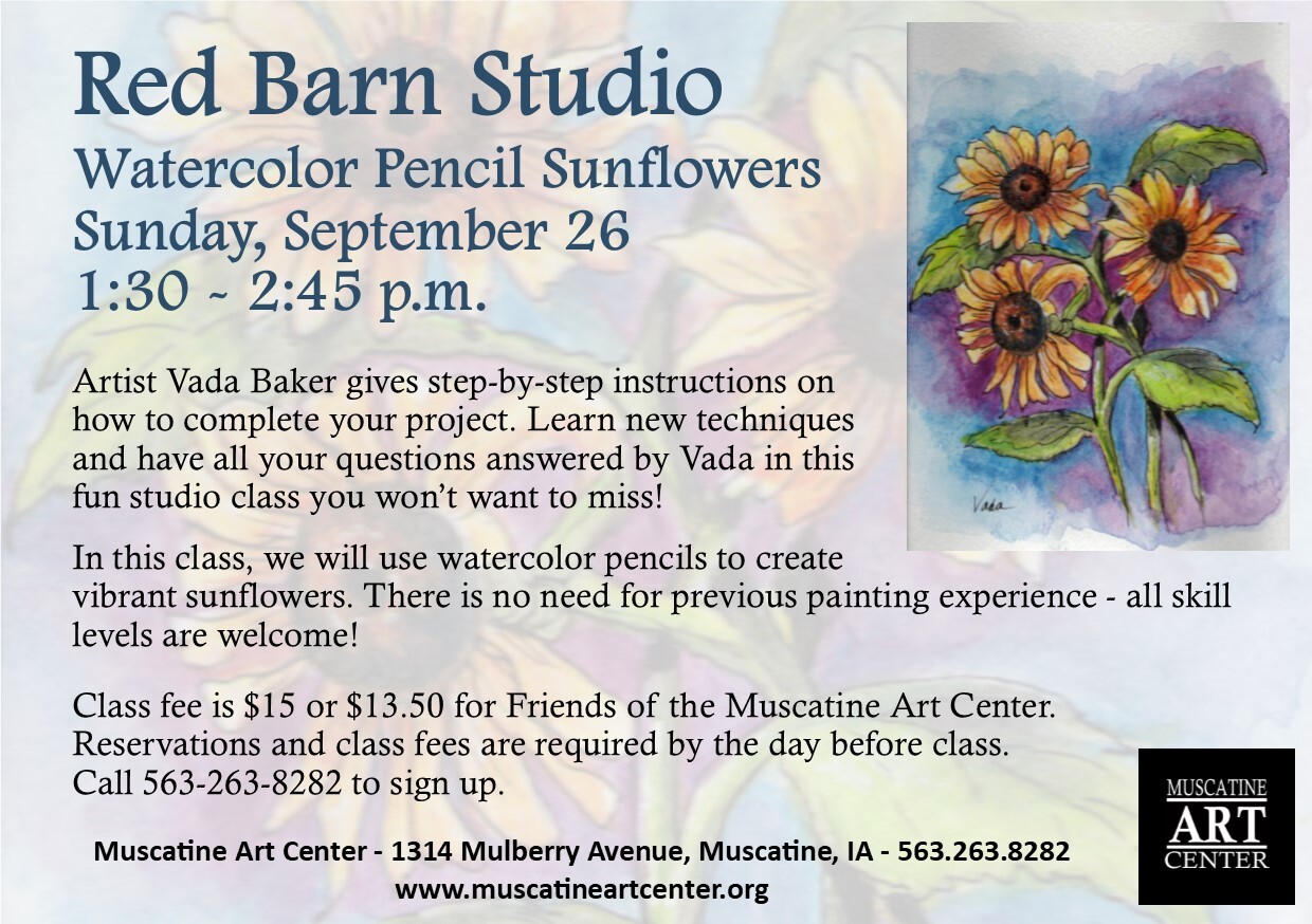 Red Barn Studio with Vada Baker - Watercolor Pencil Sunflowers, September 26 Image