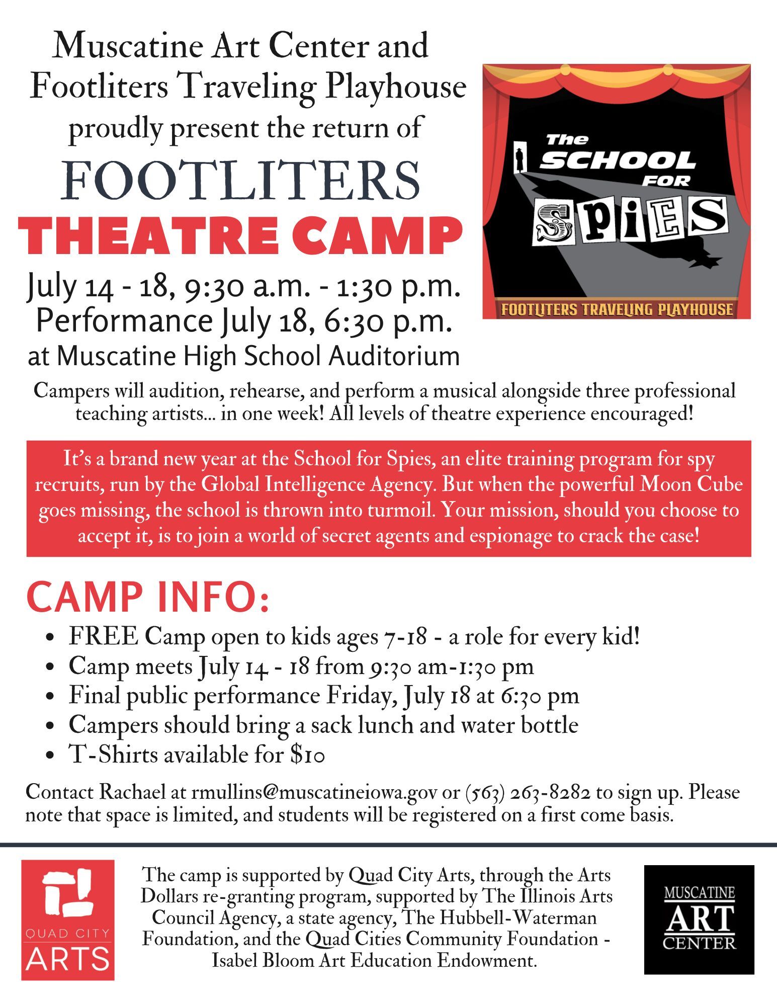 "The School for Spies" Theatre Camp with Footliters Traveling Playhouse- July 14-18, 2025 Image