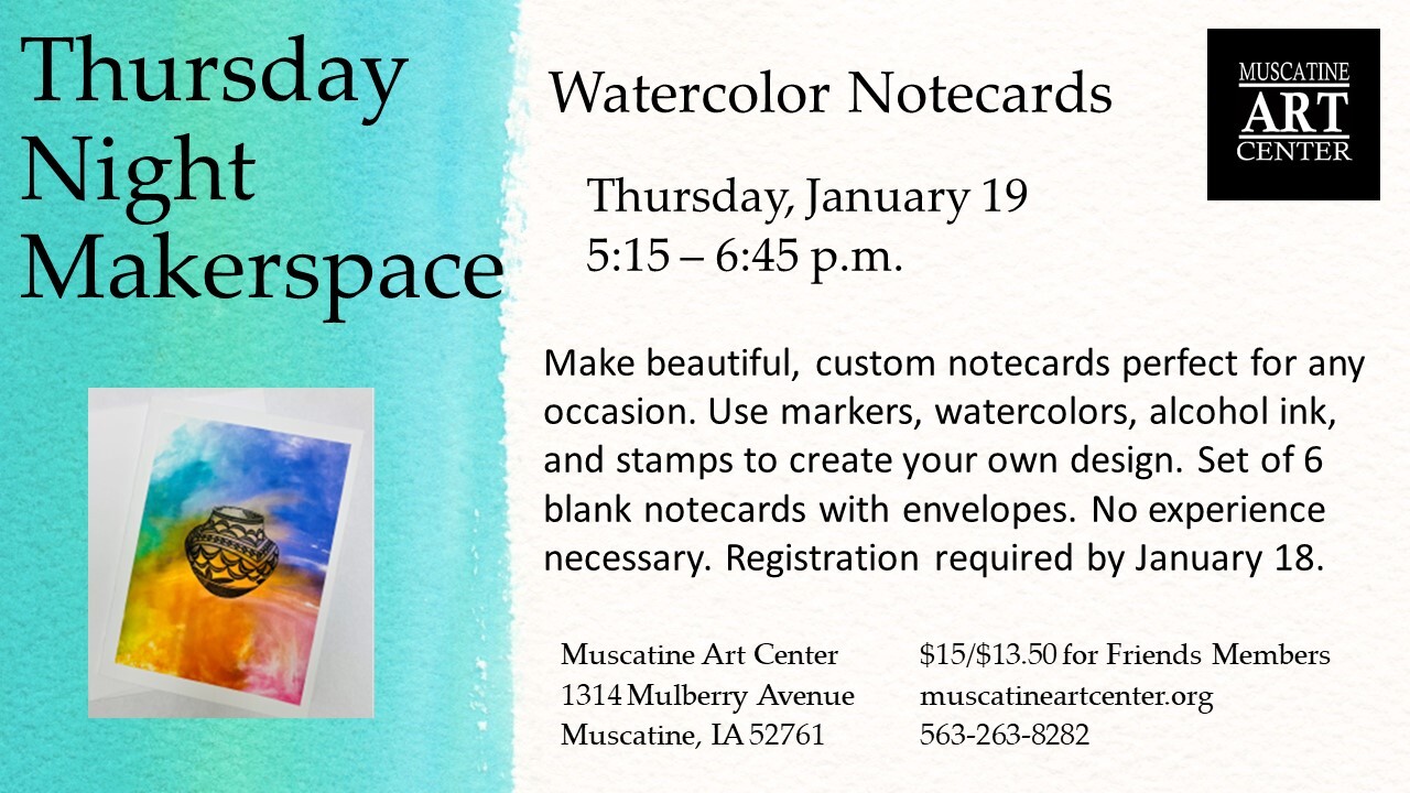 Thursday Night Makerspace - Watercolor Notecards - January 19 Image