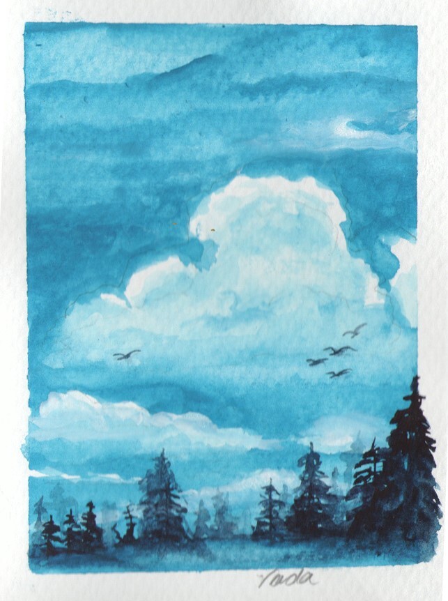 Red Barn Studio with Vada Baker - Watercolor Clouds with Sky, Birds, and Trees, August 29 Image