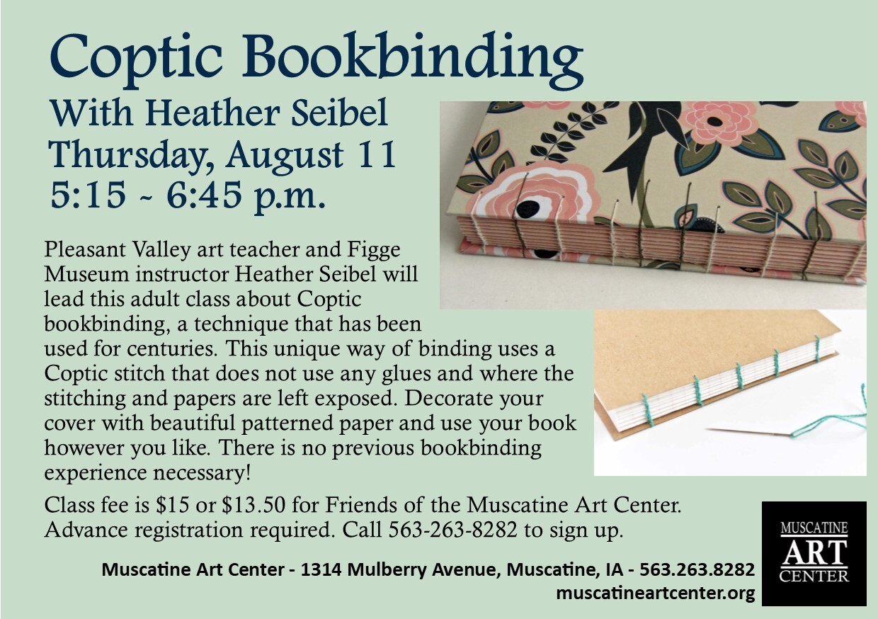 Coptic Bookbinding with Heather Seibel- August 11 Image