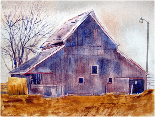 Red Barn Studio with Vada Baker - Down on the Farm Watercolor Image