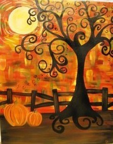 Red Barn Studio with Vada Baker- Reverse Glass Fall Scene October 22 Image