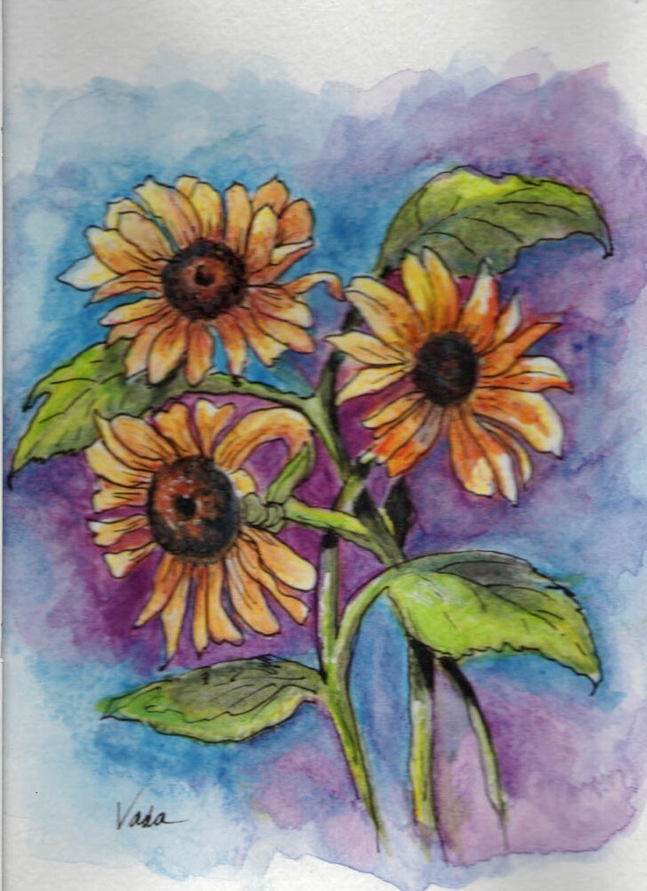 Red Barn Studio with Vada Baker - Watercolor Pencil Sunflowers, September 26 Image